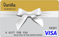Vanilla Visa Wrapped Bow Silver Gift Card